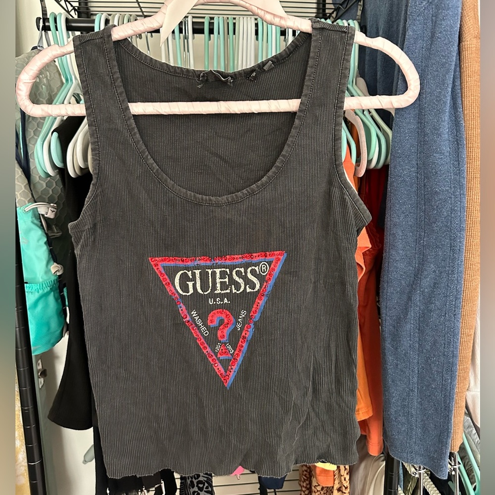 Guess Bejeweled Cropped Logo Tank
